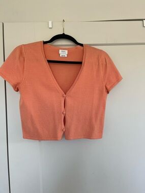 RVCA Coral Short-Sleeve V-Neck Cropped Cardigan